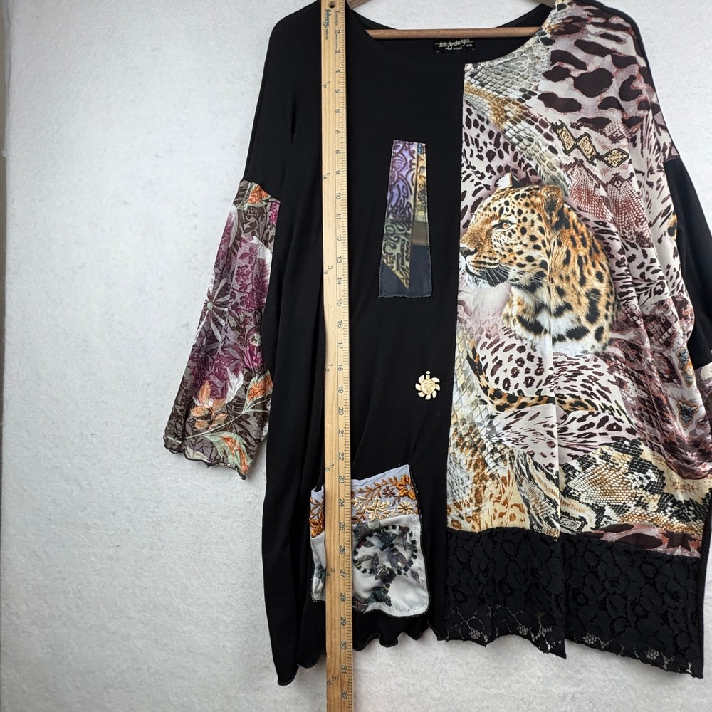 Lee Andersen Tunic Top Womens O/S Leopard Patchwork Art to Wear - Picture 8 of 9